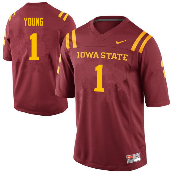 Men #1 Datrone Young Iowa State Cyclones College Football Jerseys Sale-Cardinal - Click Image to Close